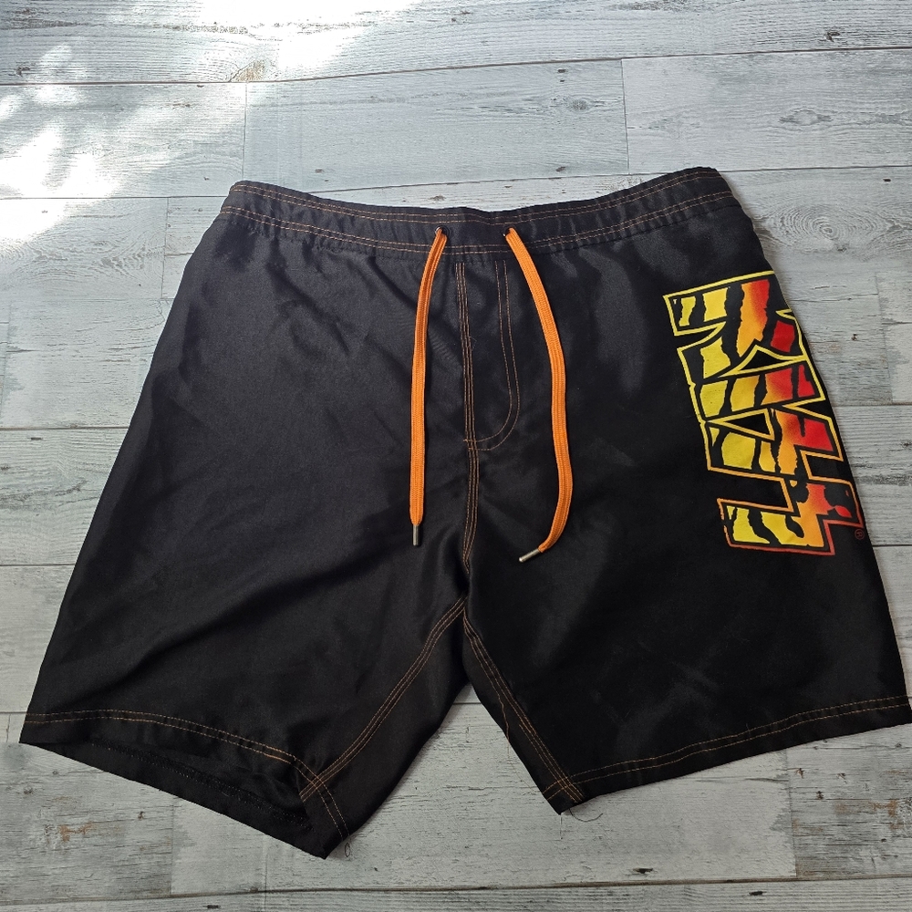 KISS Swim Shorts Black Orange Mens Large